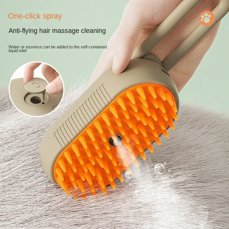 3-in-1 Electric Pet Grooming Brush with Steam Spray for Cats and Dogs - Massage and Hair Removal Comb