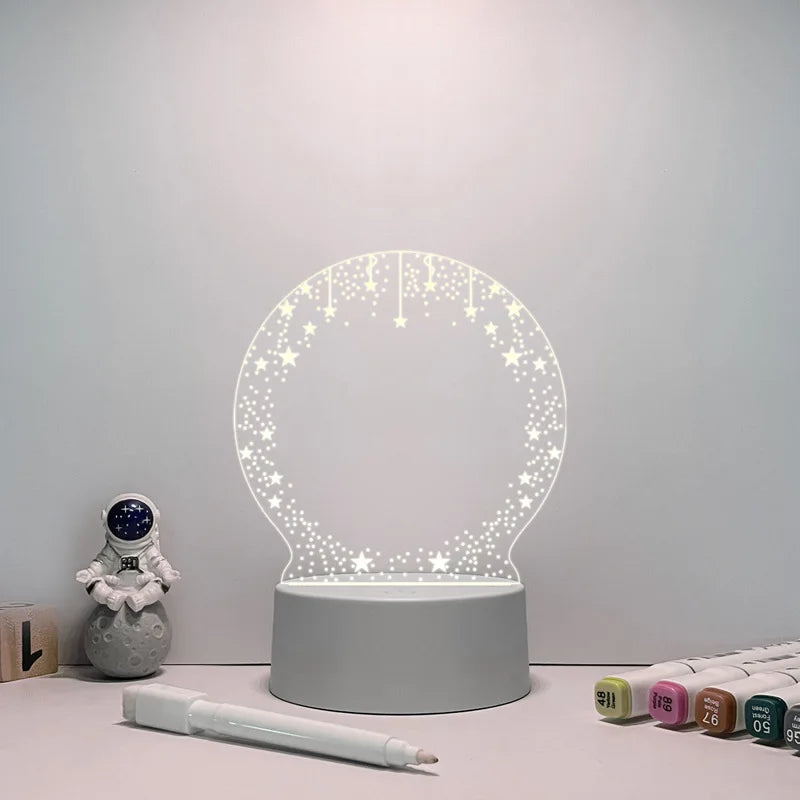 "Customizable LED Message Board Night Light with USB, Pen Included - Ideal for Home Decor and Gift Giving"