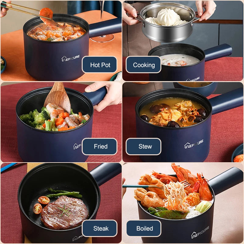 Multi-Function Mini Electric Cooker - Double Layer Non-Stick Hot Pot for Household Use