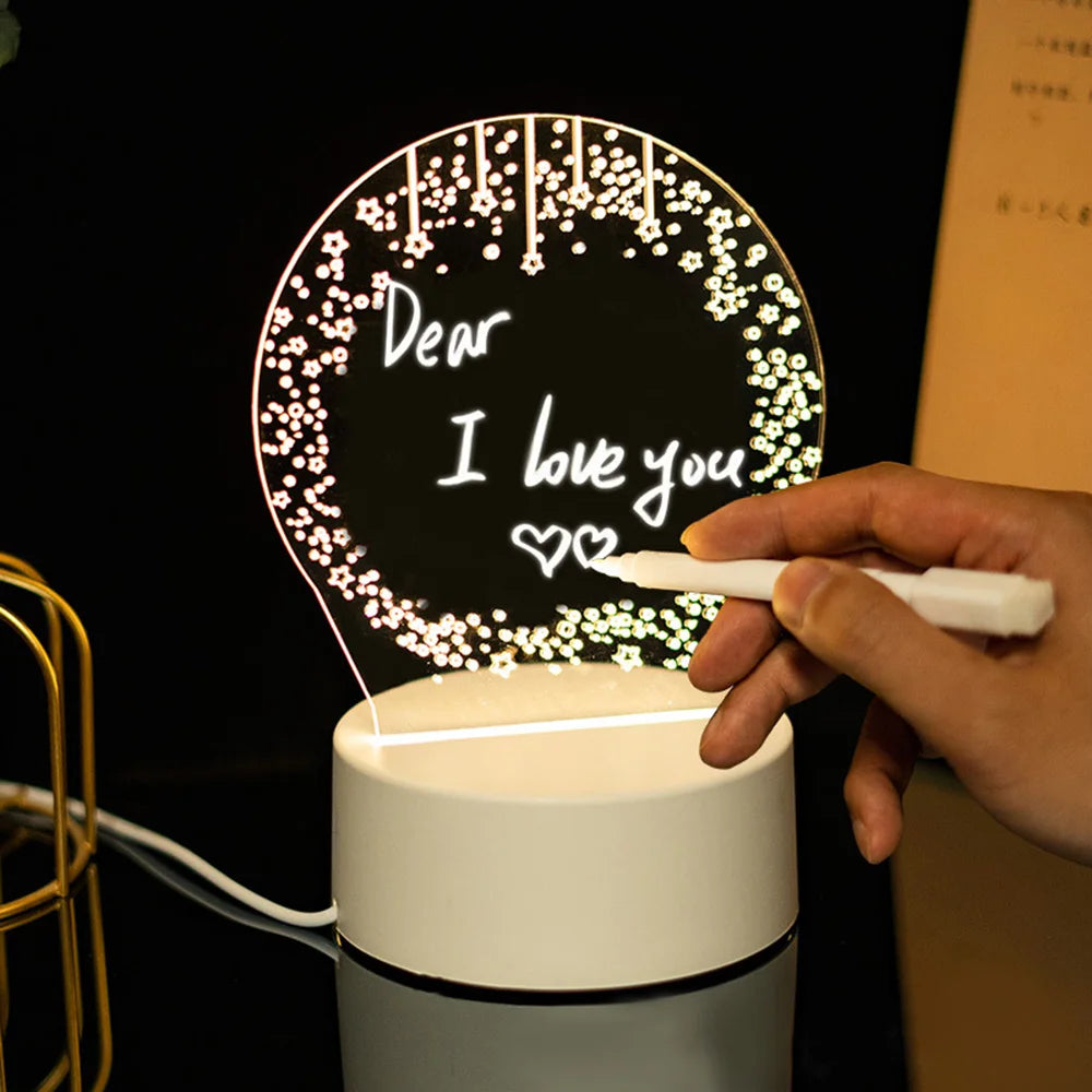 "Customizable LED Message Board Night Light with USB, Pen Included - Ideal for Home Decor and Gift Giving"