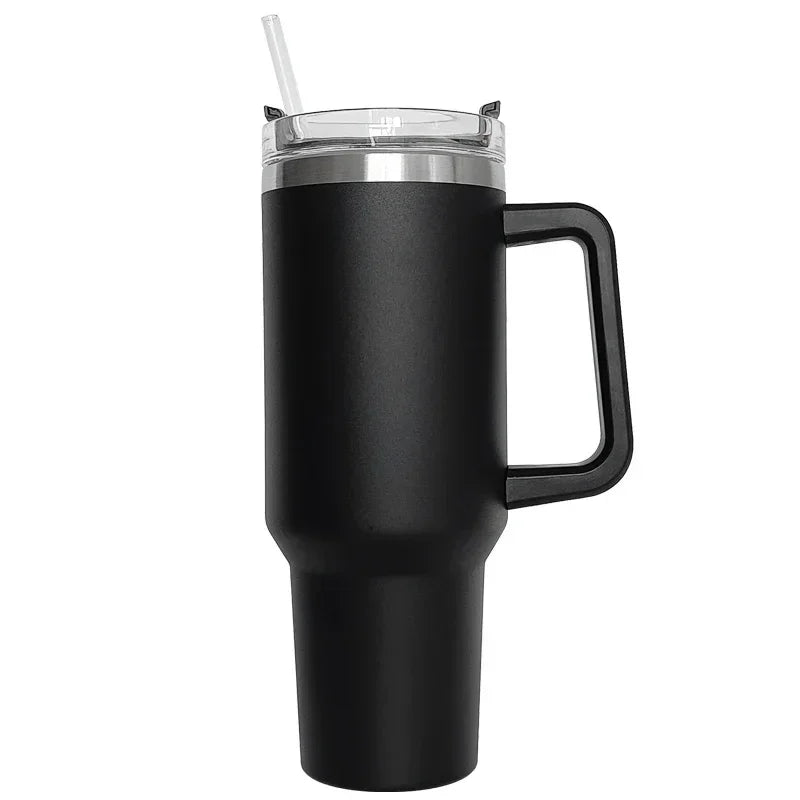 40 oz Insulated Stainless Steel Travel Mug with Handle, Lid, and Straw