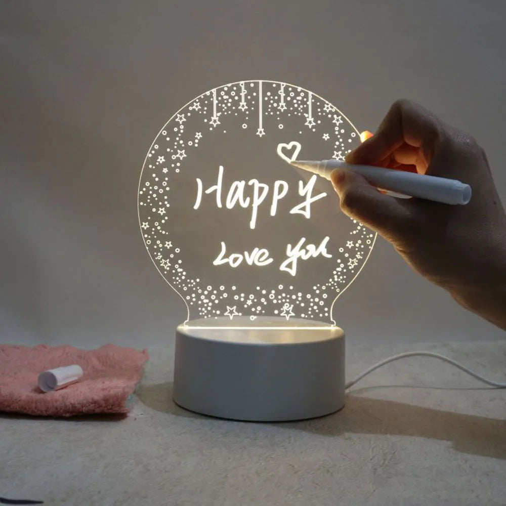 "Customizable LED Message Board Night Light with USB, Pen Included - Ideal for Home Decor and Gift Giving"