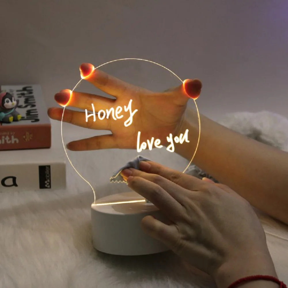 "Customizable LED Message Board Night Light with USB, Pen Included - Ideal for Home Decor and Gift Giving"