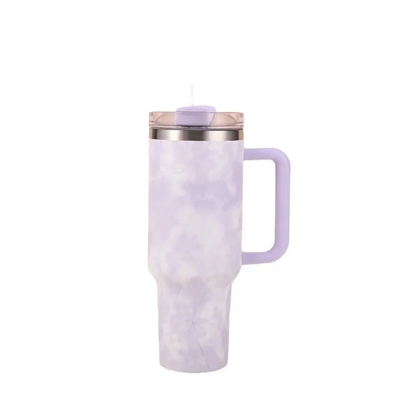 40 oz Insulated Stainless Steel Travel Mug with Handle, Lid, and Straw