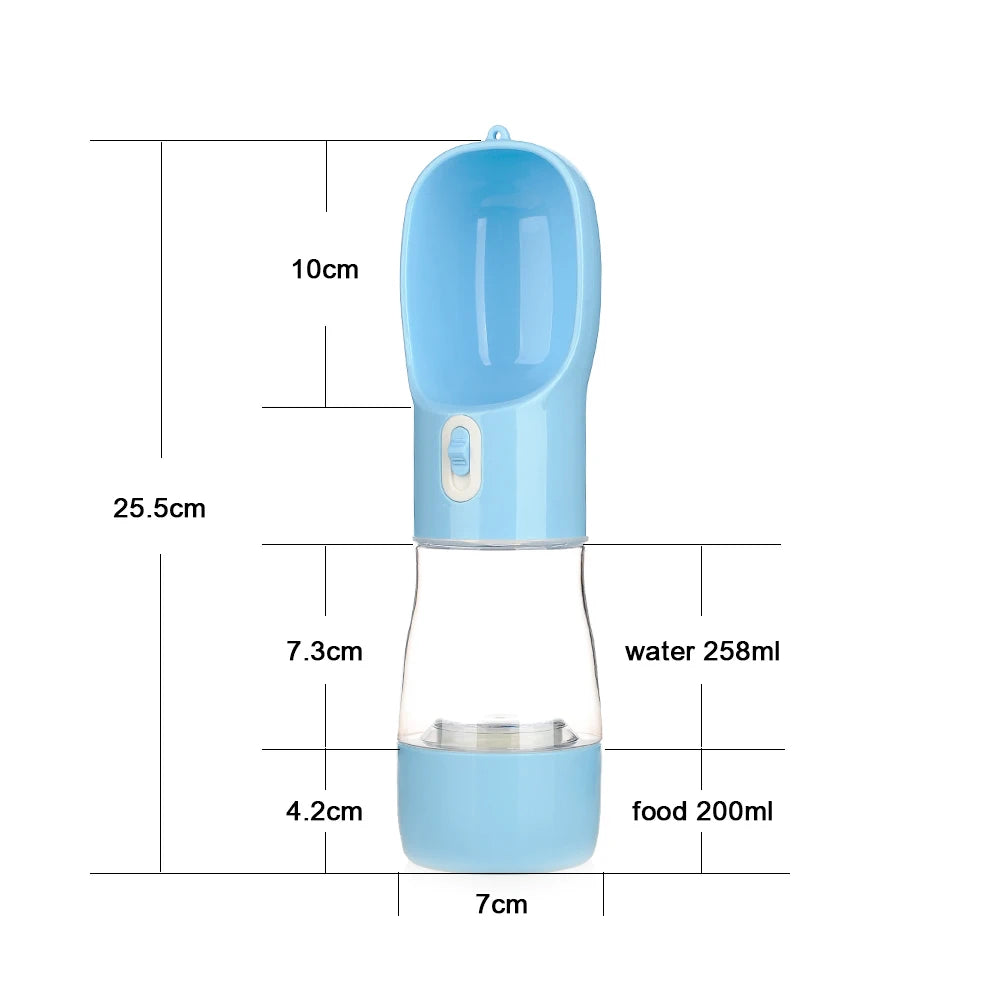 Portable Dog Water Bottle and Food Dispenser for Outdoor Travel - Pet Feeder Bowl