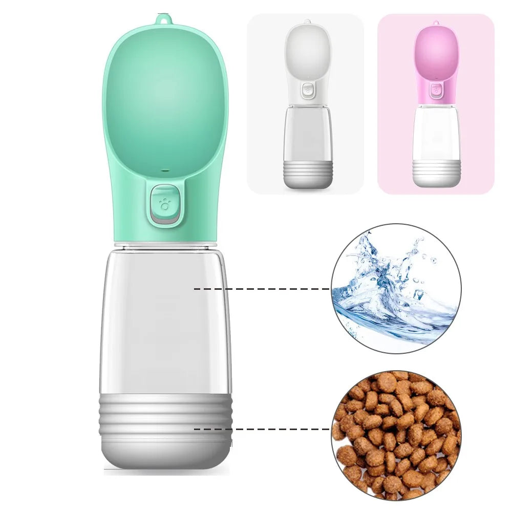 Portable Dog Water Bottle and Food Dispenser for Outdoor Travel - Pet Feeder Bowl