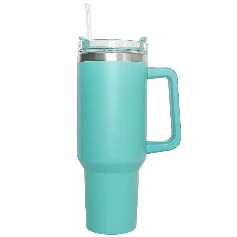 40 oz Insulated Stainless Steel Travel Mug with Handle, Lid, and Straw