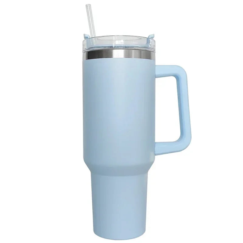 40 oz Insulated Stainless Steel Travel Mug with Handle, Lid, and Straw