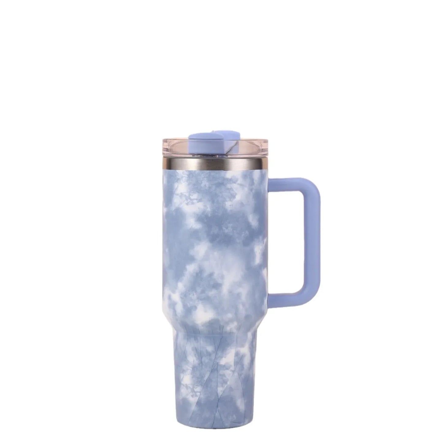 40 oz Insulated Stainless Steel Travel Mug with Handle, Lid, and Straw