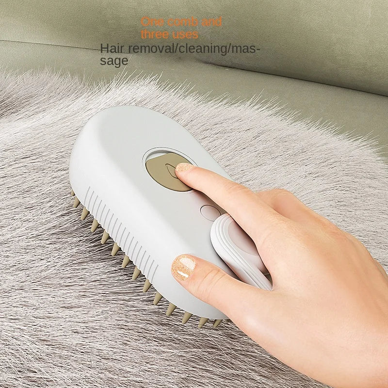 3-in-1 Electric Pet Grooming Brush with Steam Spray for Cats and Dogs - Massage and Hair Removal Comb